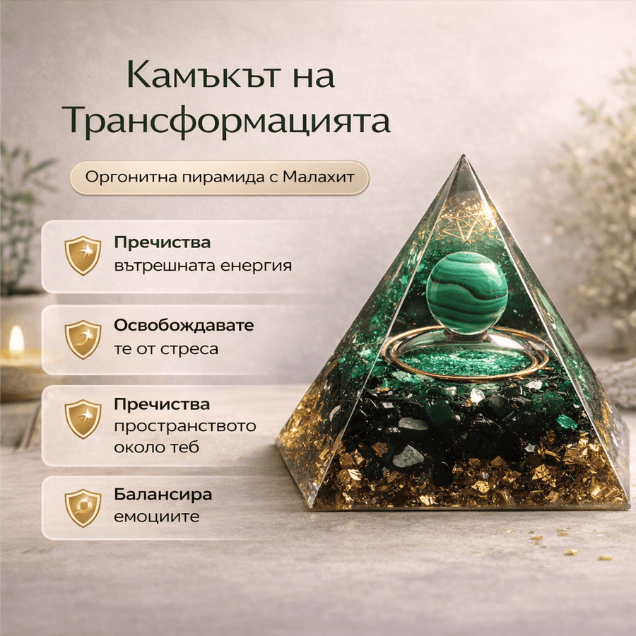 Оргонитна пирамида с Малахит
