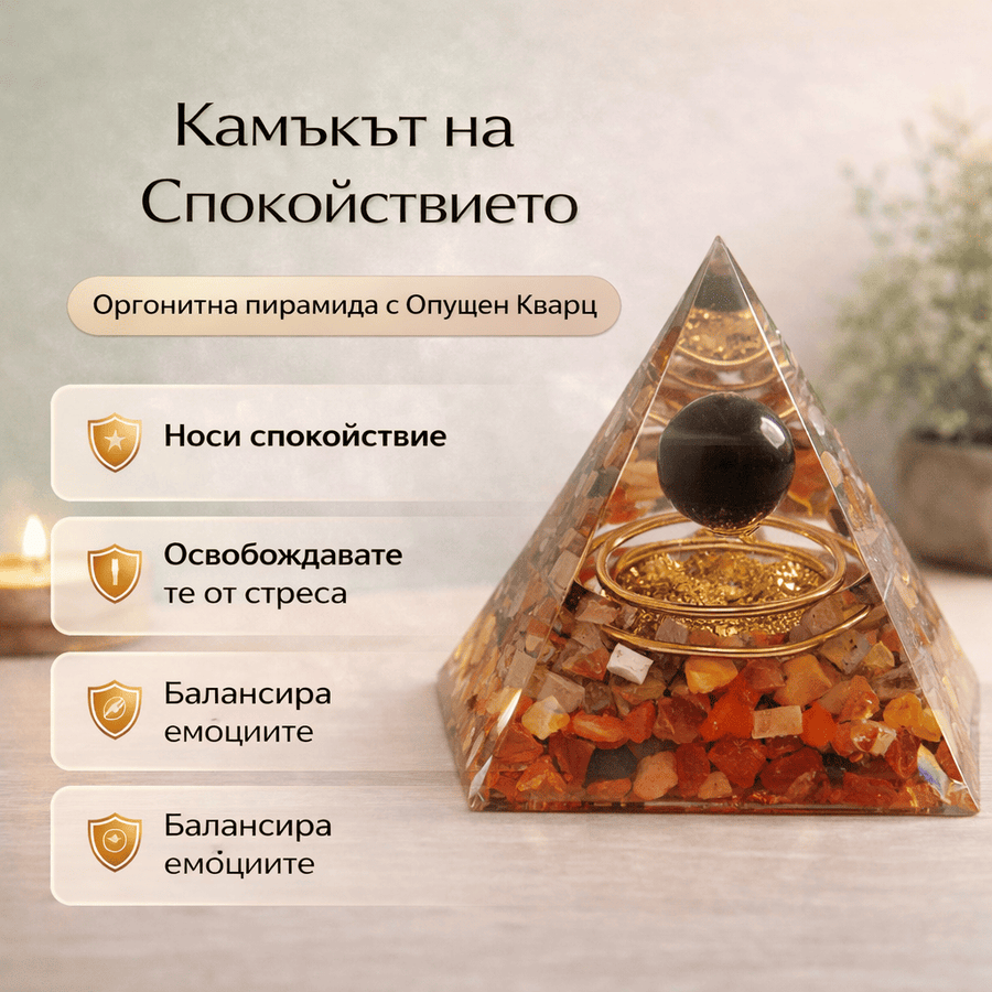 Оргонитна пирамида с Опушен кварц